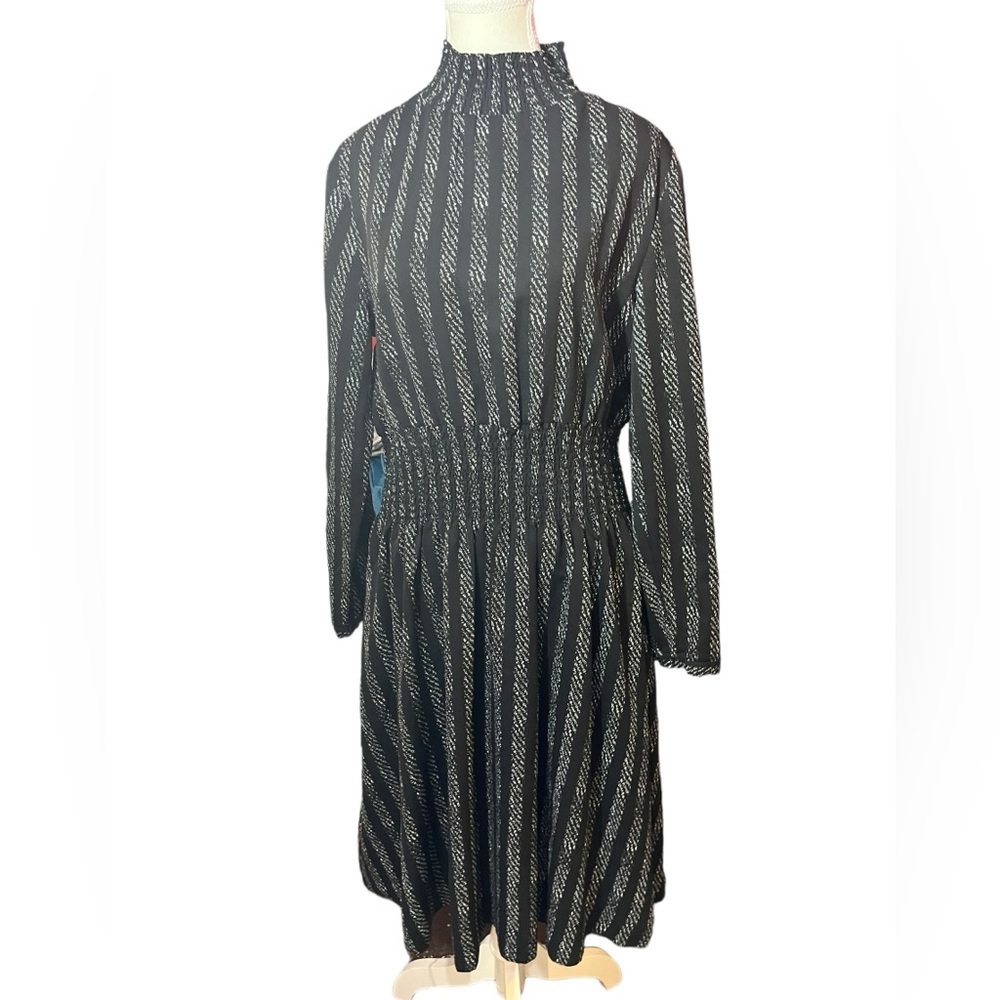 The Collective beautiful black modest style dress with ribbed waist high neck